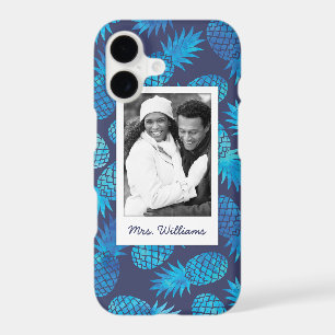 Blue Tie Dye Pineapples Add Your Photo & Name