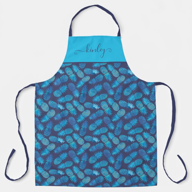 Blue Tie Dye Pineapples Apron (Front)