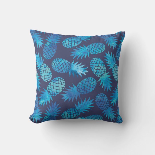 Blue Tie Dye Pineapples Cushion (Front)
