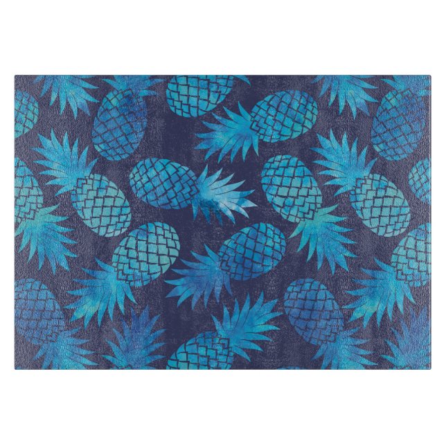 Blue Tie Dye Pineapples Cutting Board (Front)