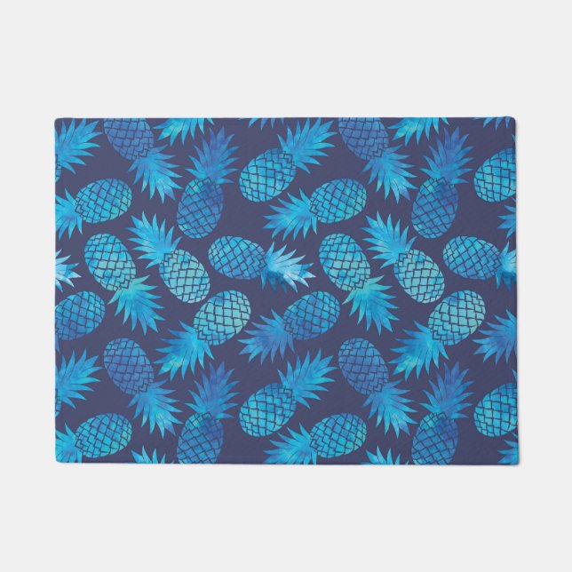 Blue Tie Dye Pineapples Doormat (Front)