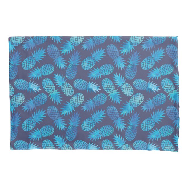 Blue Tie Dye Pineapples Pillowcase (Front-Left)