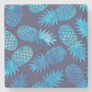 Blue Tie Dye Pineapples Stone Coaster
