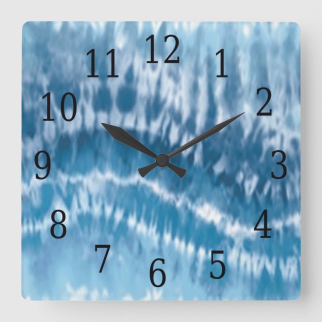 Blue Tie Dye Square Clock (Front)