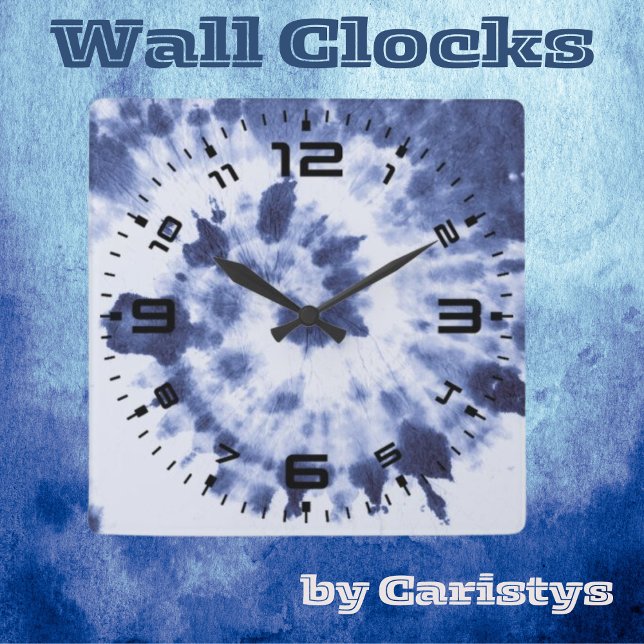 Blue Tie Dye  Square Wall Clock (Creator Uploaded)