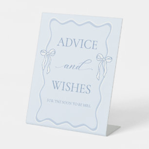Blue Tie the knot Bridal Shower Advice Wishes Pedestal Sign