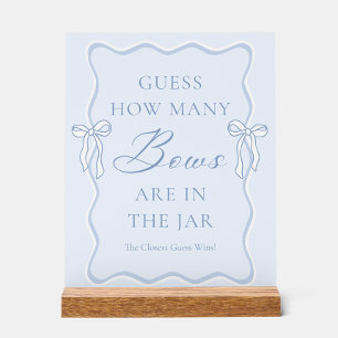Blue Tie the Knot Bridal Shower Guess How Many Bow Acrylic Sign