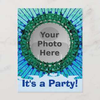 Blue Tiedye Photo Invitations