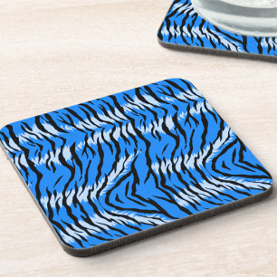 Blue Tiger Animal Skin Pattern Design Coaster