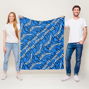 Blue Tiger Animal Skin Pattern Design  Fleece Blanket
