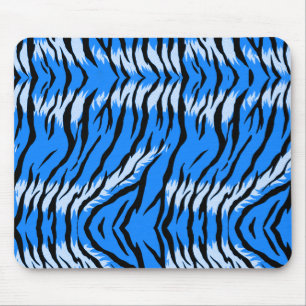 Blue Tiger Animal Skin Pattern Design Mouse Pad