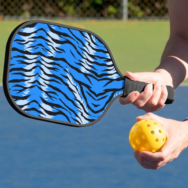 Blue Tiger Animal Skin Pattern Design  Pickleball Paddle (Creator Uploaded)