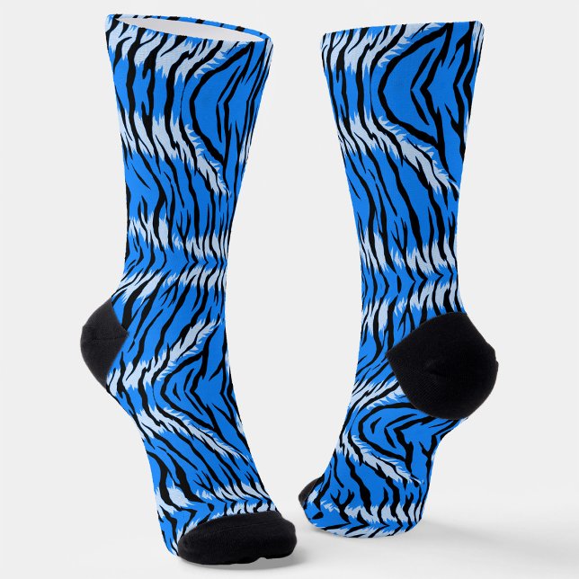 Blue Tiger Animal Skin Pattern Design  Socks (Creator Uploaded)