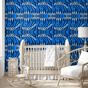 Blue Tiger Animal Skin Pattern Design  Wallpaper