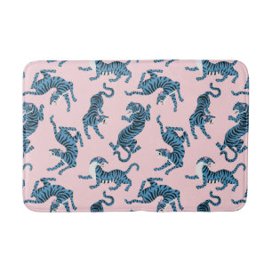 Blue Tiger Asian Pattern Bath Mat