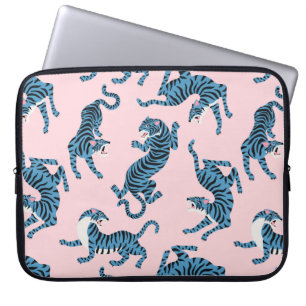 Blue Tiger Asian Pattern Laptop Sleeve