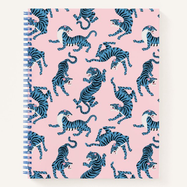 Blue Tiger Asian Pattern Notebook (Front)