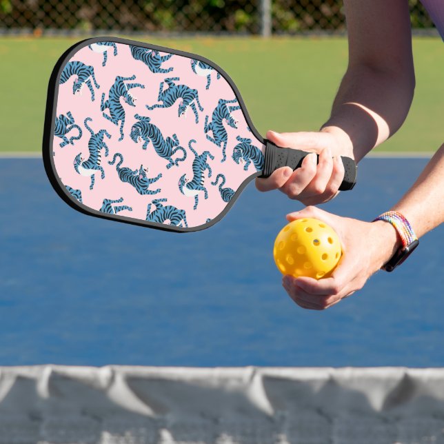 Blue Tiger Asian Pattern Pickleball Paddle (Insitu)