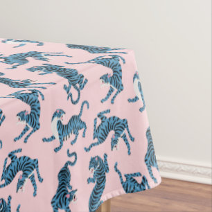 Blue Tiger Asian Pattern Tablecloth