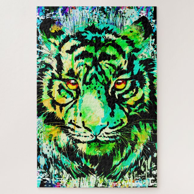 Blue Tiger Head - Tiger Portrait Jigsaw Puzzle (Vertical)