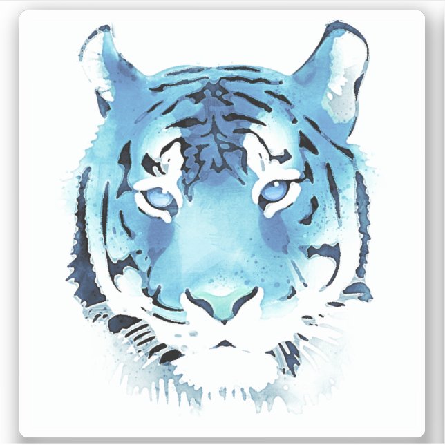 Blue Tiger Head Watercolor (Front)