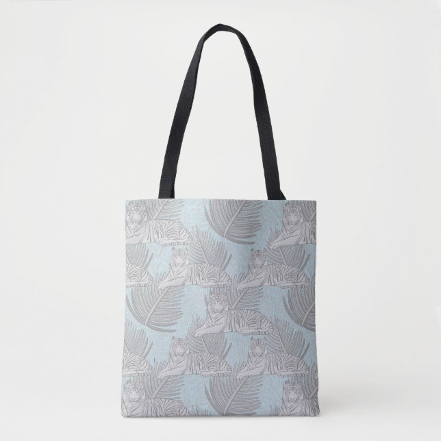 Blue Tiger Pattern Tote Bag (Front)