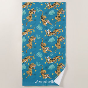Blue Tiger Personalise Beach Towel