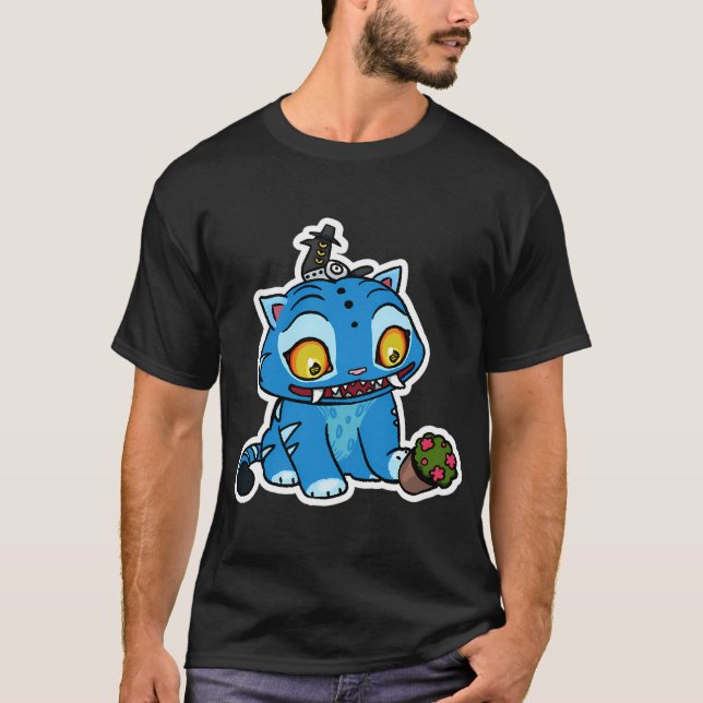 Blue tiger play with pot T-Shirt (Front)