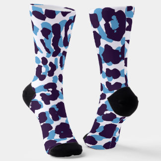 Blue Tiger Print Custom Sustainable Premium Crew  Socks