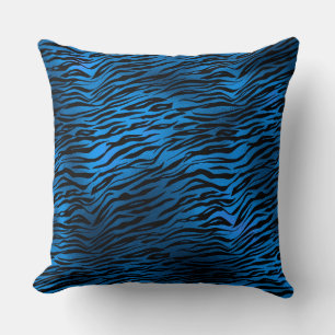 Blue Tiger Print Throw Pillow