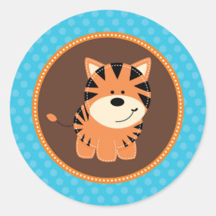 Blue Tiger Sticker, Baby Shower or envelope seals