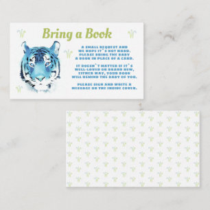 Blue Tiger Watercolor Bring a Book Baby Shower Enclosure Card