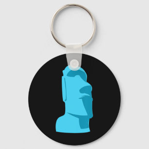 Blue Tiki Moai Easter Island Hawaiian Luau Gift Key Ring