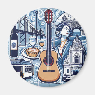 Blue tile about Lisbon and Portuguese culture Magnet