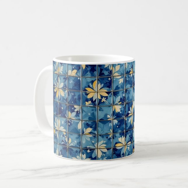 Blue Tile Coffee Mug (Front Left)