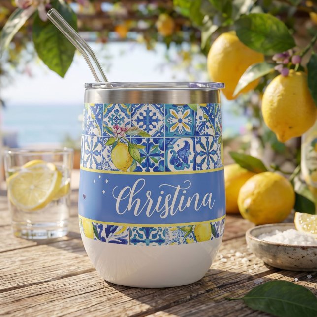 Blue Tile French Country Lemon Pattern Provencal (Creator Uploaded)