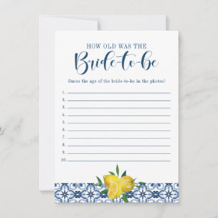 Blue Tile Lemon How Old Was the Bride Game Invitation