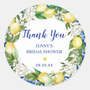 Blue Tile Lemon Italian Bridal Shower Stickers