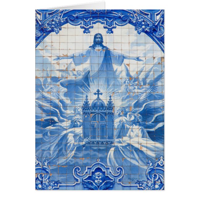 Blue tile mosaic of jesus, Portugal (Front)