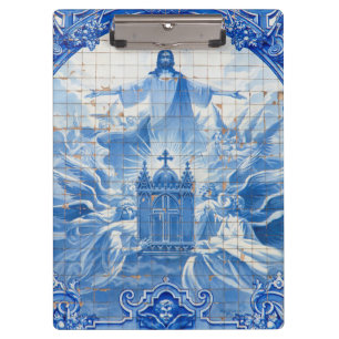 Blue tile mosaic of jesus, Portugal Clipboard
