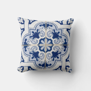 Blue Tile Pillow   Classic Italian Ceramic Accent