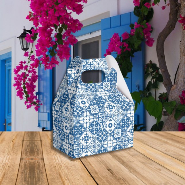 Blue Tile Santorini Greek/ Spanish Baby shower Favour Box (Creator Uploaded)