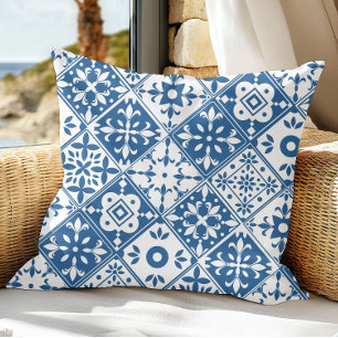 Blue Tile Santorini Greek/ Spanish themed Cushion