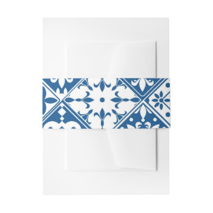 Blue Tile Santorini Greek/ Spanish themed Invitation Belly Band