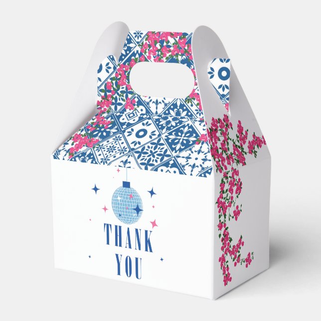 Blue Tile Santorini Greek/ Spanish themed party Favour Box (Front Side)