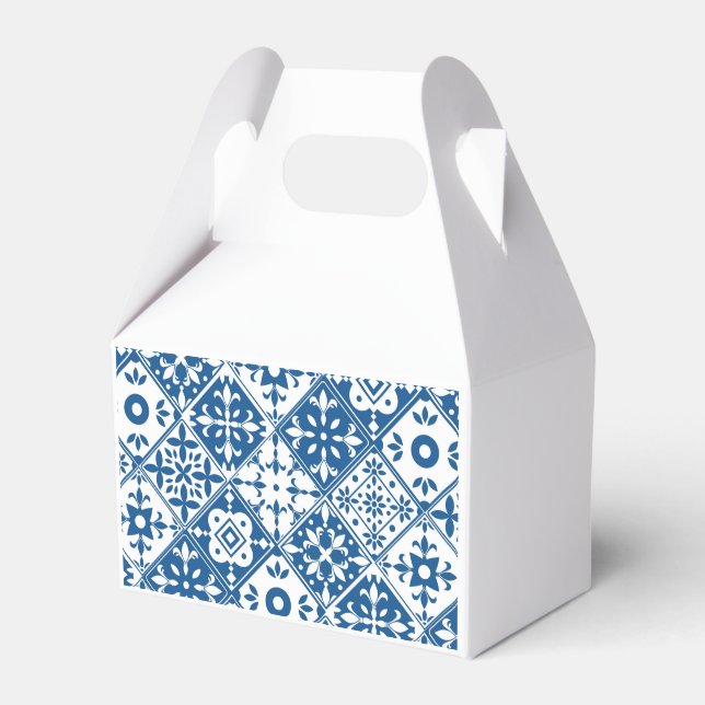 Blue Tile Santorini Greek/ Spanish themed party Favour Box (Front Side)