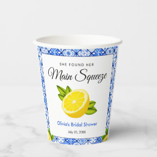 Blue Tile She Found Her Main Squeeze Bridal Shower Paper Cups