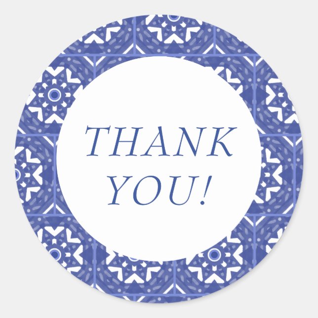 Blue Tile Thank You Sticker (Front)