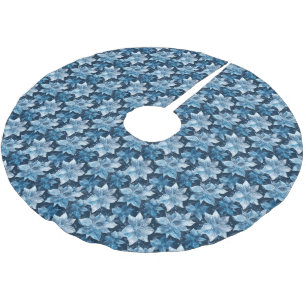 Blue tiled Winter flowers Brushed Polyester Tree Skirt
