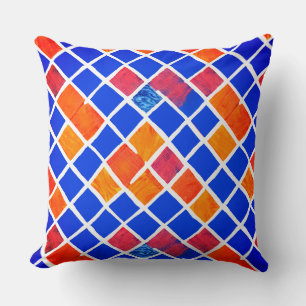 Blue Tiles and Colors Design Cushion